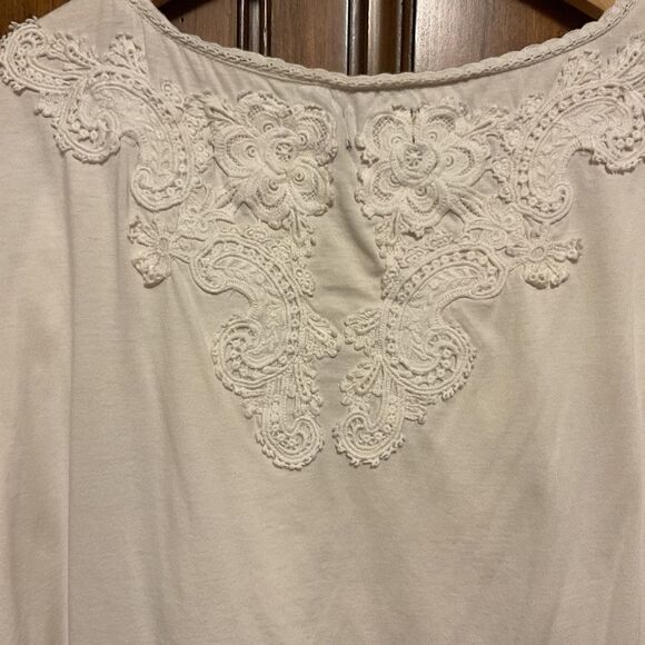 POLO RALPH LAUREN BLUE LABEL CREAM LACED EMBROIDERY WOMAN COTTON TOP SIZE US L‌ - Picture 6 of 10